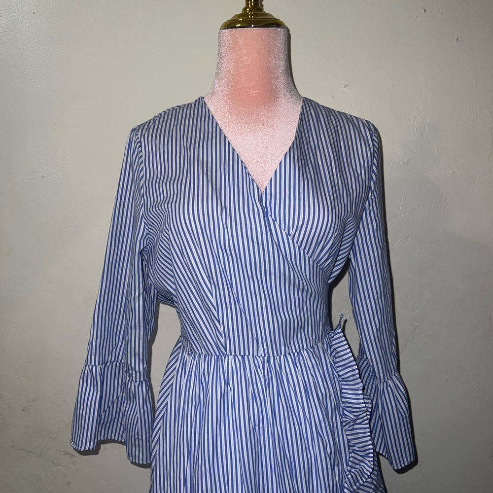 Who What Wear Blue and White Striped Long Dress